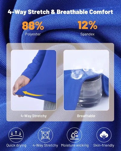 Vista 4 de Runhit Camiseta térmica de compresión para niños y jóvenes, manga larga, forro polar, capa base para fútbol, béisbol, fútbol, baloncesto