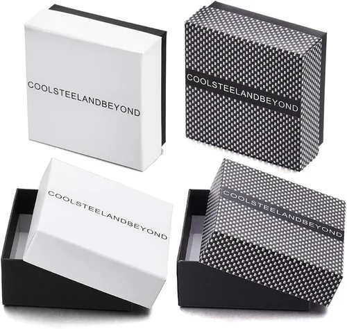 Vista 5 de COOLSTEELANDBEYOND Pulsera de eslabones trenzados de acero inoxidable para hombre y mujer pulida