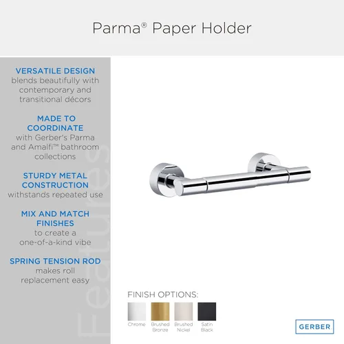 Vista 5 de Gerber Parma D446258BB - Portarrollos de papel higiénico montado en la pared, estilo moderno, doble poste para baño (bronce cepillado)