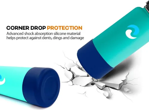 Vista 4 de NuRich Hydro - Funda protectora de silicona de boca ancha compatible con Hydroflask, Simple Modern y muchas más marcas de botellas de agua, tamaños