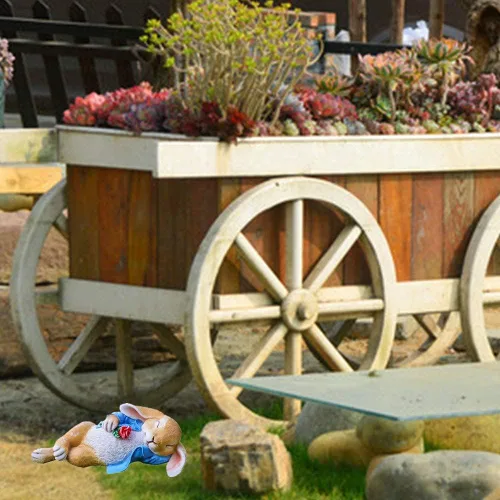 Vista 8 de iRonrain Estatuas de jardín, conejito de fantasía, decoración de arte al aire libre, figuras de animales para el día de Acción de Gracias