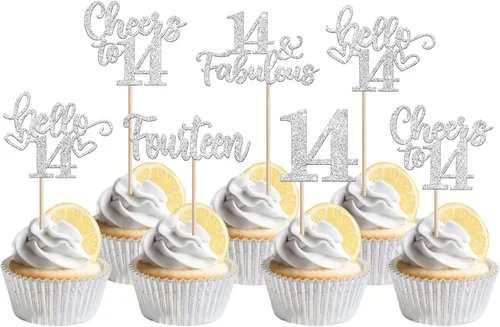 Vista 35 de 30 piezas de adornos para cupcakes de 12 cumpleaños feliz, brillantes doce, hola 12, felicitaciones a 12 años, adornos para cupcakes, 12