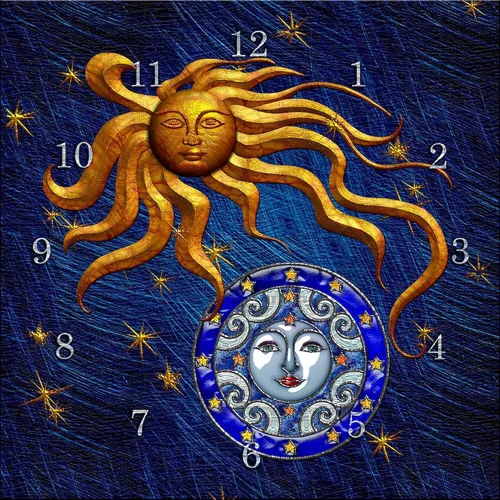 Vista 2 de CafePress Harvest Moons Sun & Moon - Reloj de pared de 10 pulgadas para sala de estar, cocina u oficina