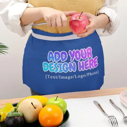 Vista 237 de AXKEUDO Delantal personalizado con bolsillos, delantales de cintura para camarera para cocinar en casa, restaurante, servir trabajo