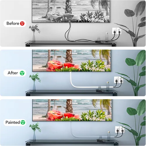 Vista 4 de AGPTEK Cable de pared para ocultar 78 pulgadas, cubierta de alambre autoadhesivo Flexible PVC Home Wall Mount TV Cable Concealer Pet Cord