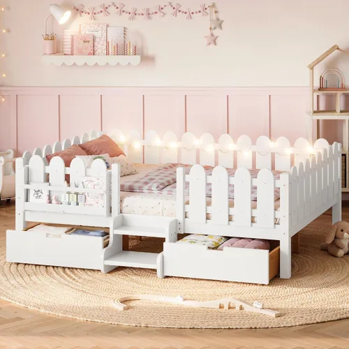 Vista 17 de Bellemave Cama Montessori completa con escaleras y cajones de Escaleras marrones