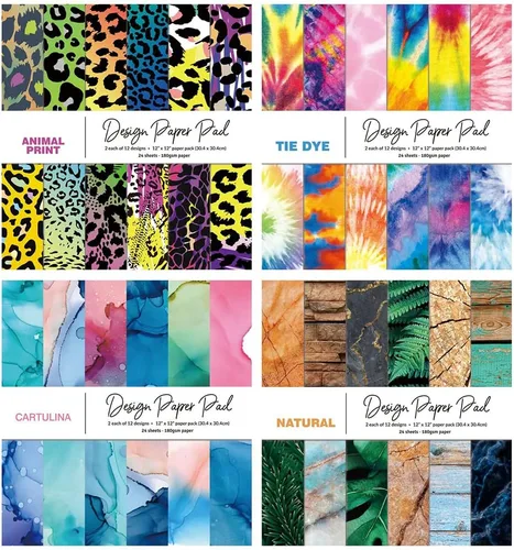Vista 5 de Papel para álbum de recortes de 12 x 12 pulgadas, 24 hojas de papel para álbum de recortes para manualidades, cartulina de impresión de un solo