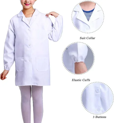 Vista 2 de Disfraz unisex de laboratorio para niños, disfraz de científicos, juego de rol, disfraz de Halloween