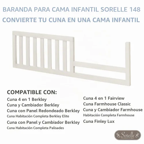 Vista 5 de Sorelle Furniture Rieles para niños pequeños y rieles para adultos de tamaño completo, kit de conversión de riel de cama y cuna de madera Sorelle