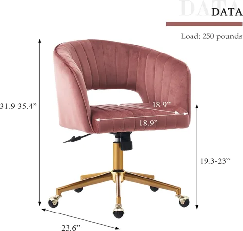 Vista 2 de Silla de escritorio de oficina de terciopelo, moderna silla de escritorio ajustable para el hogar con ruedas, silla giratoria para dormitorio