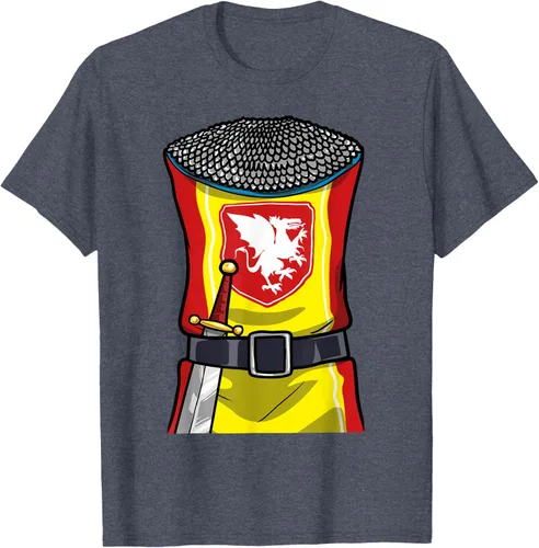 Vista 63 de Disfraz medieval de caballero de Halloween, camiseta para niños con espada de armadura, Negro, S