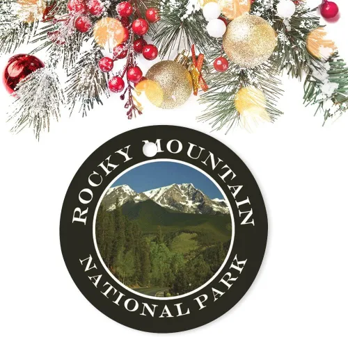 Vista 3 de Adornos de cerámica Parque Nacional de las Montañas Rocosas Adornos Colgantes Decorativos Adornos Personalizados Adorno de Navidad Recuerdo