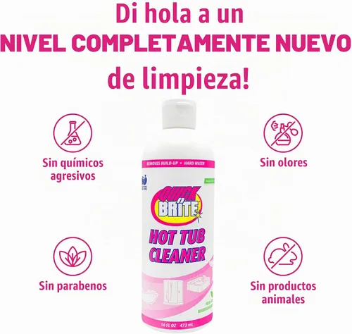 Vista 6 de Quick N Brite - Kit limpiador de bañera de hidromasaje resistente, gel de limpieza no abrasivo con esponja y paño, 16 onzas