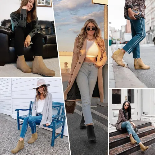 Vista 7 de Athlefit Botas de cuña cómodas para mujer