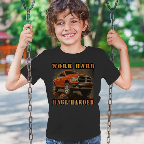 Vista 4 de Work Hard Haul Harder Youth Short Sleeve T-Shirt