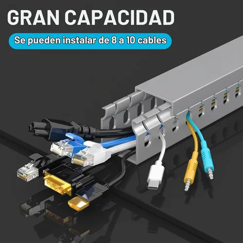 Vista 3 de Kit de conducto de cable con ranura abierta, 31.4" (2 x 15.7) para gestión de cables de rack de servidor, conducto de gestión de cables para ocultar