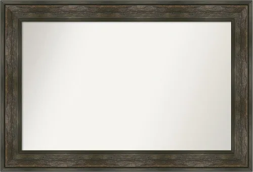 Vista 170 de Amanti Art Espejo de baño marrón para sobre fregadero, 26 x 26 pulgadas, espejo de tocador cuadrado marrón rústico Alexandria, marco de madera