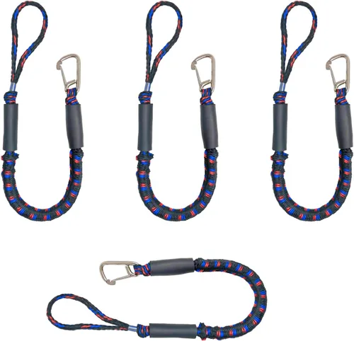 Vista 9 de 4 líneas de muelle elástico, líneas de barco elástico de 2 pies con cuerda de amarre de clip inoxidable 316 para muelle, kayak, embarcación
