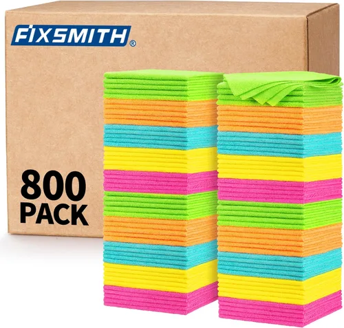Vista 23 de FIXSMITH Paño de Limpieza de Microfibra - Paquete de 48, Toallas de Limpieza Multifuncionales, Tamaño: 12 x 16 pulgadas, Trapos de Limpieza
