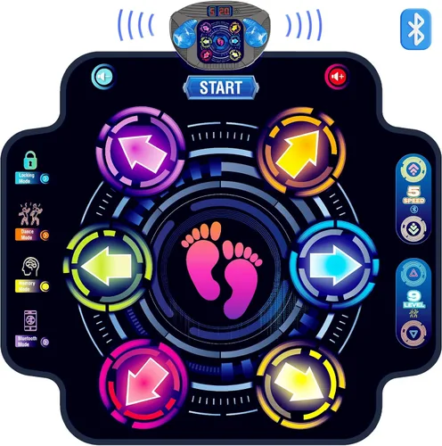 Vista 8 de KIZJORYA - Alfombrilla de baile para niños, almohadilla de baile electrónica iluminada con Bluetooth 5 Speeds 9 Levels, Music Game Dance Toy