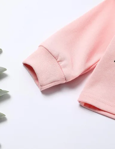 Vista 7 de Menglang Conjunto de sudadera corta con capucha y pantalones para niña pequeña para otoño e invierno