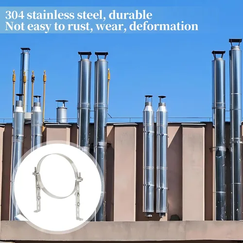 Vista 5 de Soporte de sistemas de chimenea de 6 1/2 pulgadas, correa de pared de ventilación ajustable de acero inoxidable 304, soporte de pared ajustable