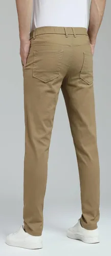 Vista 2 de Plaid&Plain - Pantalones de color caqui elásticos y ajustados para hombre