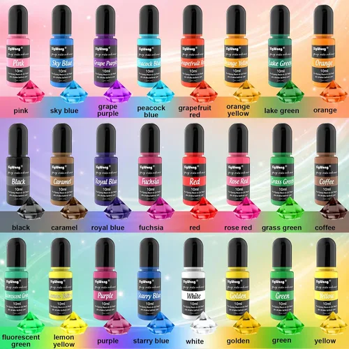 Vista 2 de Pigmento de resina epoxi – Colorante líquido de 24 colores, tinte altamente concentrado para hacer joyería de bricolaje, pintura, manualidades