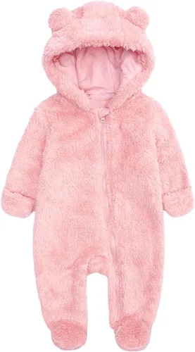 Vista 9 de CAHL&FAUO Traje de nieve para recién nacido, con diseño de oso de dibujos animados, mameluco de forro polar con capucha