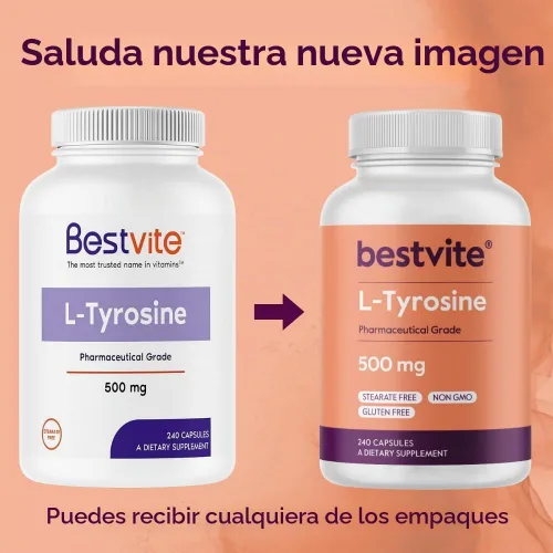 Vista 6 de BESTVITE L-tirosina 500 mg (240 cápsulas) - Sin estearatos - Sin OMG - Sin