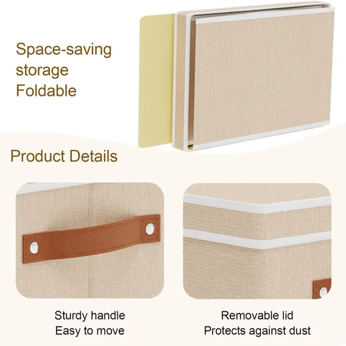 Vista 6 de Contenedor de almacenamiento plegable, caja de almacenamiento de 10.2 x 7.8 x 6.7 pulgadas con tapa, organizador de armario para organizar con asas