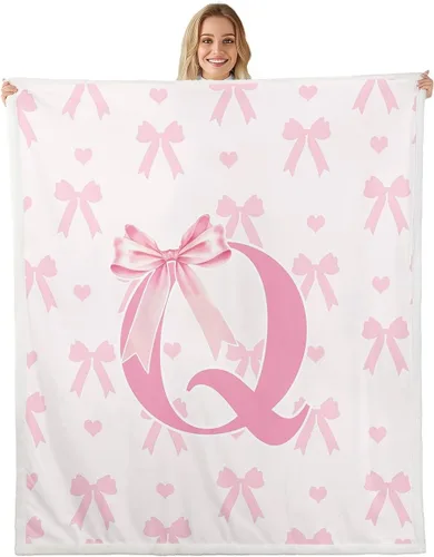 Vista 7 de Manta de franela rosa con lazo, estilo princesa, manta de forro polar de ensueño para decoración del hogar, sofá, sofá, manta romántica de forro