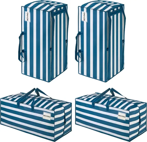 Vista 102 de VENO Paquete de 6 bolsas de mudanza resistentes con correas de mochila, cremalleras y asas, bolsas de embalaje extragrandes para artículos