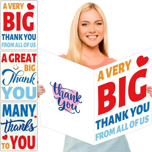 Vista 8 de Una Tarjeta de Felicitación Gigante de Agradecimiento Muy Grande con Sobre Tarjeta de Gratitud Gigante Gracias para Cumpleaños, Fiesta, Baby Shower