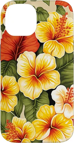 Vista 4 de Hawaiian Tropical Yellow Red Hibiscus Plumeria Case for iPhone 17