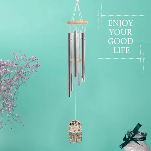 Vista 6 de Campanillas de viento de margaritas para exteriores con sonido relajante y rico, campanillas de viento conmemorativas regalos para mamá, gran regalo