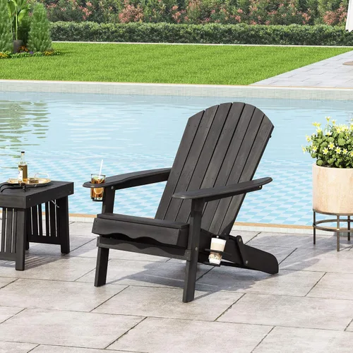 Vista 2 de Christopher Knight Home Christine - Silla plegable Adirondack de madera de acacia para exteriores, color gris oscuro