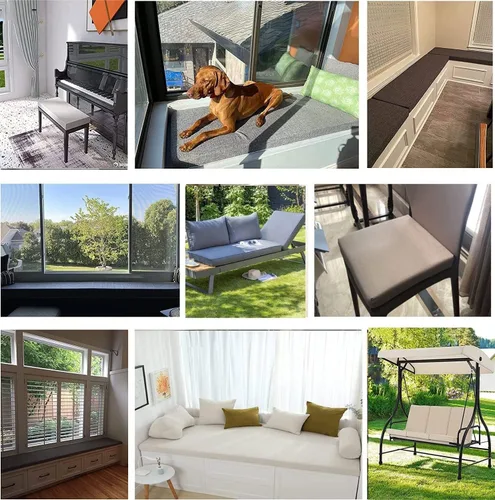 Vista 8 de Cojines de banco personalizados, almohadillas de banco antideslizantes, cojín de asiento de muebles de espuma gruesa, cojín de ventana de bahía