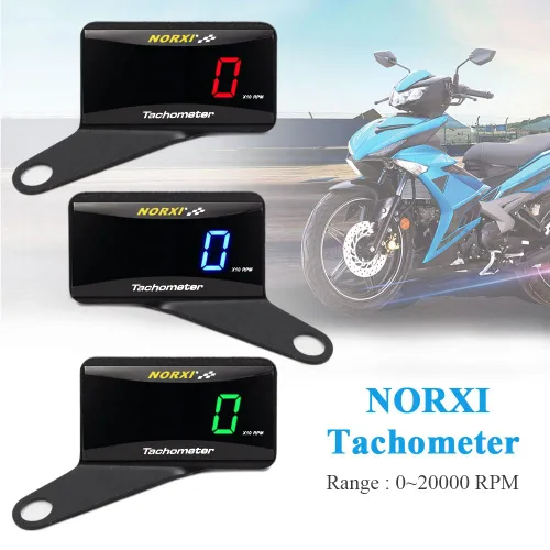 Vista 2 de Taquímetro Digital Universal Medidor RPM para Motocicleta y Auto, Impermeable, Electrónico (Azul)