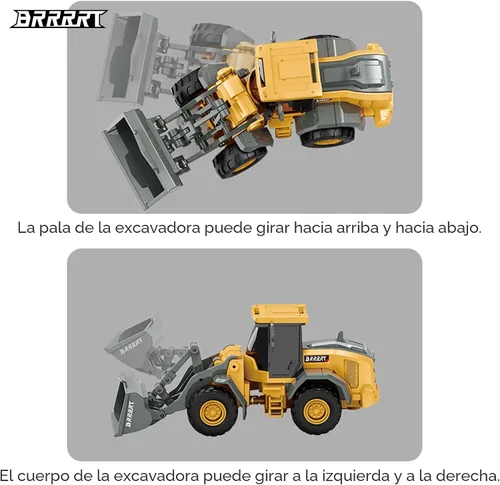 Vista 5 de BRRRRT 1/64 RC Bulldozer juguete, vehículos de construcción RC de proporción completa soporta empuje, levantamiento, movimiento, aleación de carga