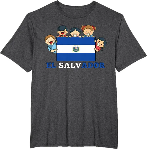 Vista 21 de Camiseta salvadoreña del Mes de la Herencia Hispana con la bandera de El Salvador para niños, Negro