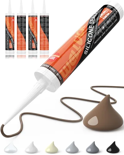 Vista 22 de WELLUCK Masilla de Silicona Color Almendra, Sellador de Silicona para Calafateo 100% Impermeable, Cartucho Flexible Adhesivo para Cocina, Baño