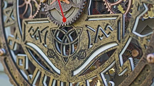 Vista 6 de Automaton Bite 1682 Mjölnir (martillo del dios Thor) Reloj de pared con engranajes móviles, arte de pared grande y silencioso para el hogar, regalo