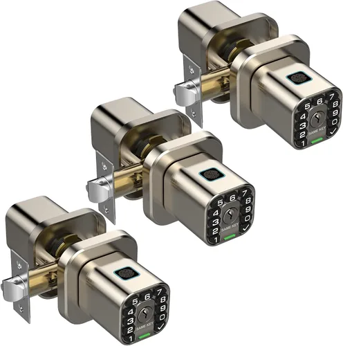 Vista 12 de Richelock - Perilla de puerta de huellas dactilares, cerradura de puerta biométrica inteligente con teclado, perilla de puerta de código de entrada