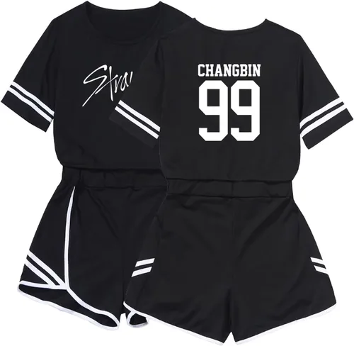 Vista 8 de DHSPKN Skz Merch - Conjunto de camiseta con soporte para camiseta y pantalones calientes, camiseta unisex Jisung Felix Minho Changbin