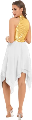 Vista 3 de YOOJOO Vestido de baile litúrgico sin mangas con dobladillo irregular para mujer