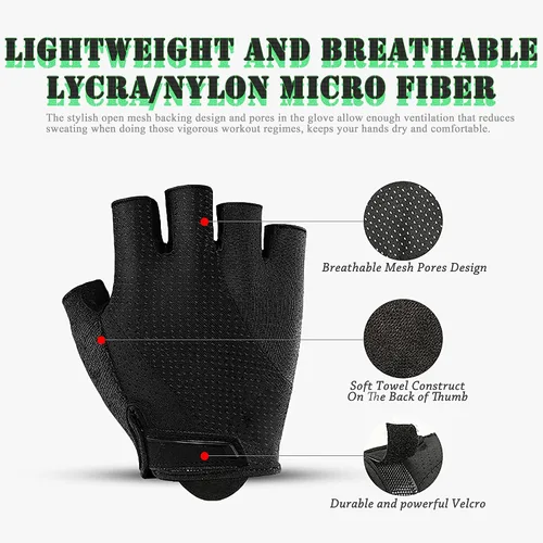 Vista 3 de HiRui Guantes de entrenamiento para hombres, mujeres y niños, guantes de ejercicio ventilados, guantes de ciclismo con acolchado de silicona