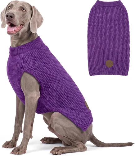 Vista 31 de KYEESE Suéter para Perro con Agujero para Correa para Perros Pequeños Machos Suéter Cálido con Hilo Reflectante Tejido Suave Ropa para Perros Machos