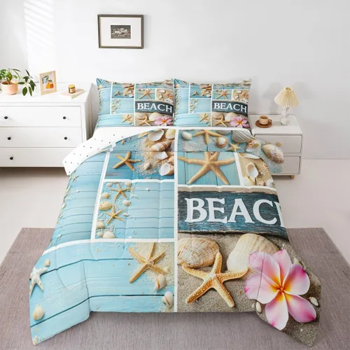 Vista 21 de Erosebridal Edredón náutico costero, juego de ropa de cama y colecciones de playa de verano, estilo clásico, edredón de plumón oceánico