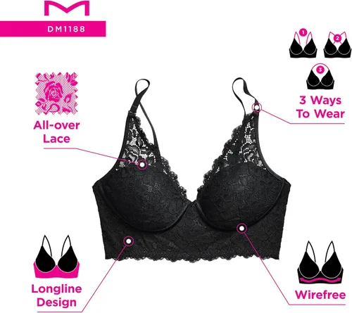 Vista 5 de Maidenform - Bralette de encaje convertible Pure Comfort DM1188 para mujer sin varilla